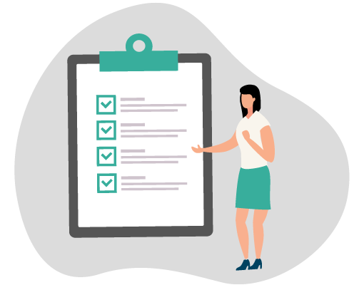 insurance credentialing services illustration with checklist and assistant